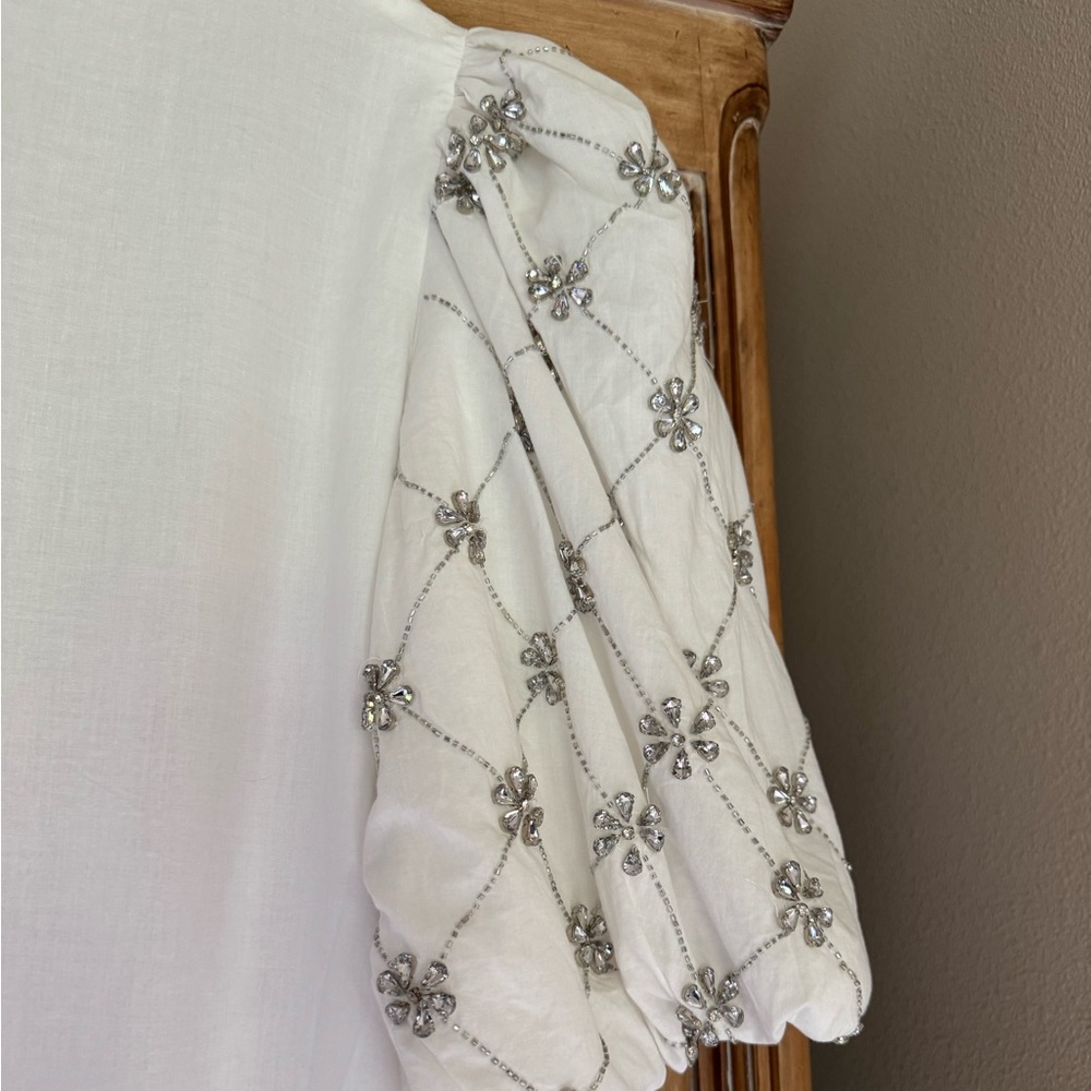 New RHODE Elsa Embellished Cotton Wrap Minidress size S - Picture 8 of 16